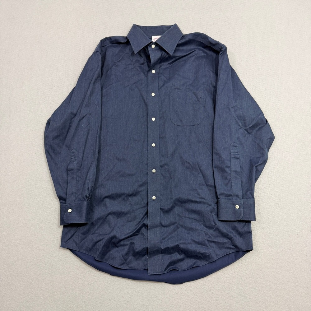 Brooks Brothers Shirt Mens 16-32 Blue Madison Fit Non-Iron Stretch Supima Cotton